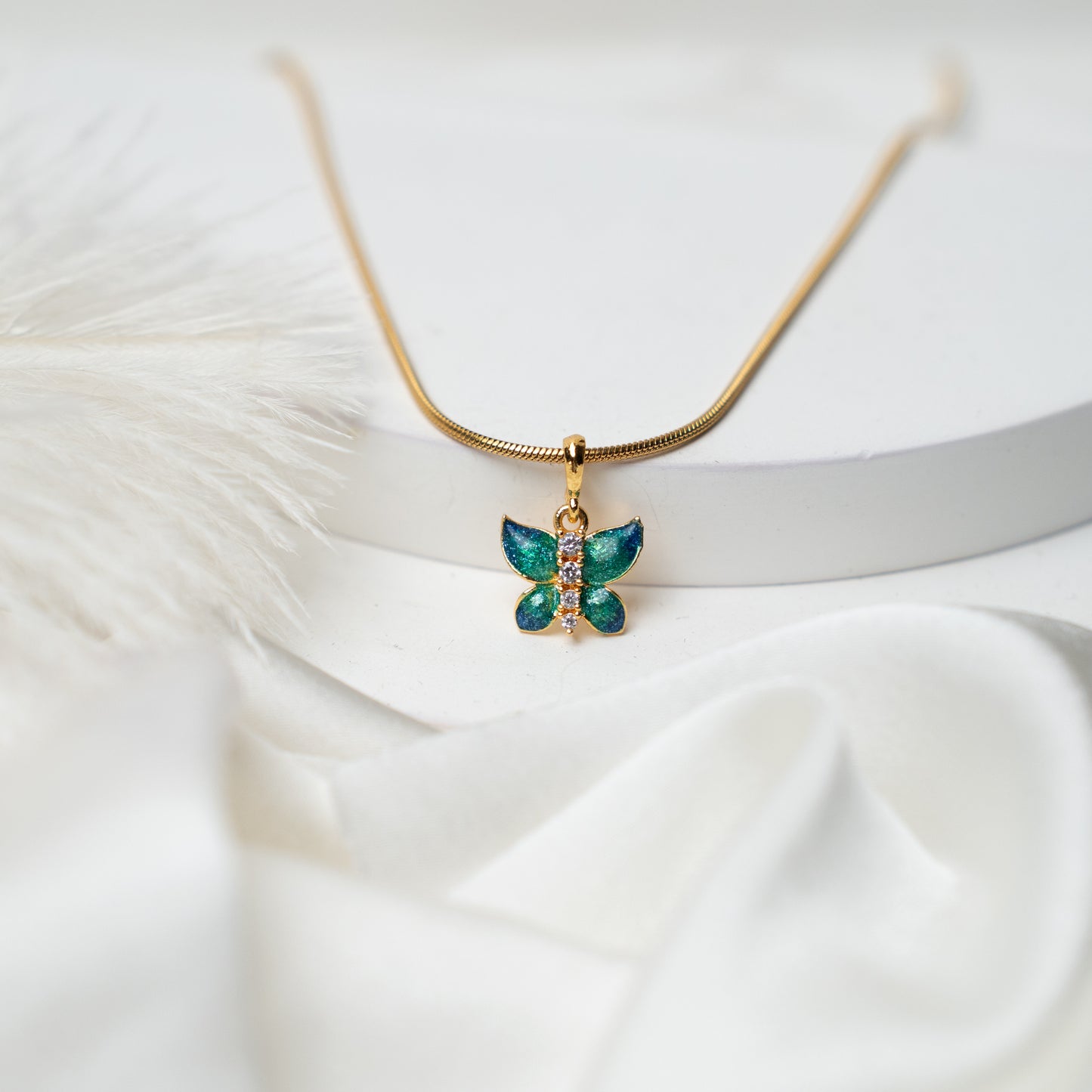 Zivia Butterfly Elegance Diamond Pendant with Gold Plated Chain