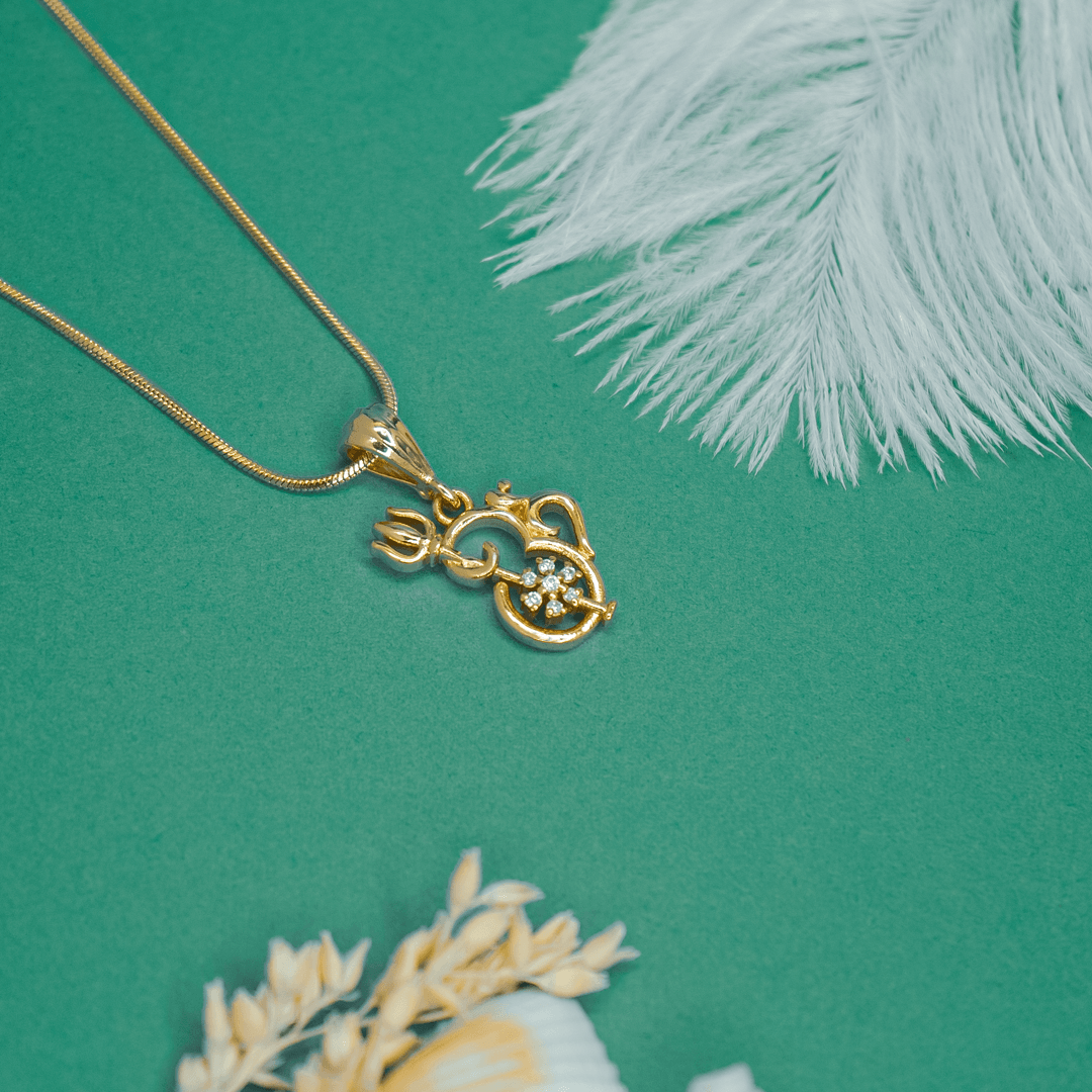 Delicate OM Diamond Pendant with Chain for women