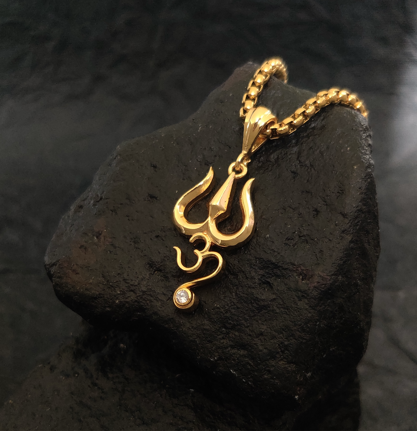The OG Trishul Aum Gold Plated Pendant and Chain