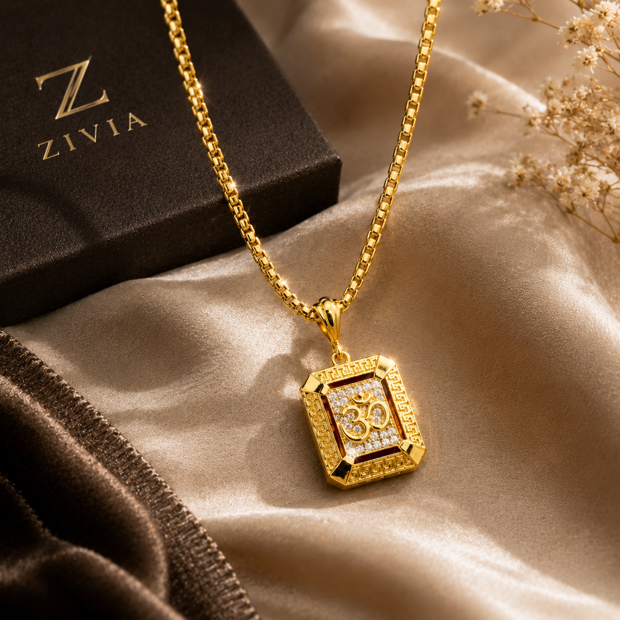 Zivia Royal Aum Pendant and Chain with 24k Gold Plated