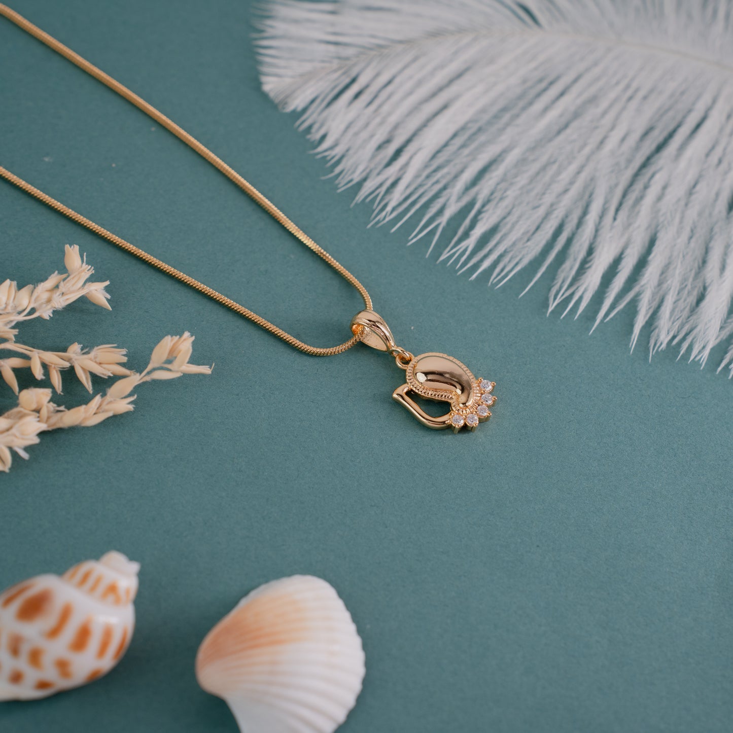 Zivia Vighnaharta Ganesha Diamond Pendant and Chain with Gold Plating