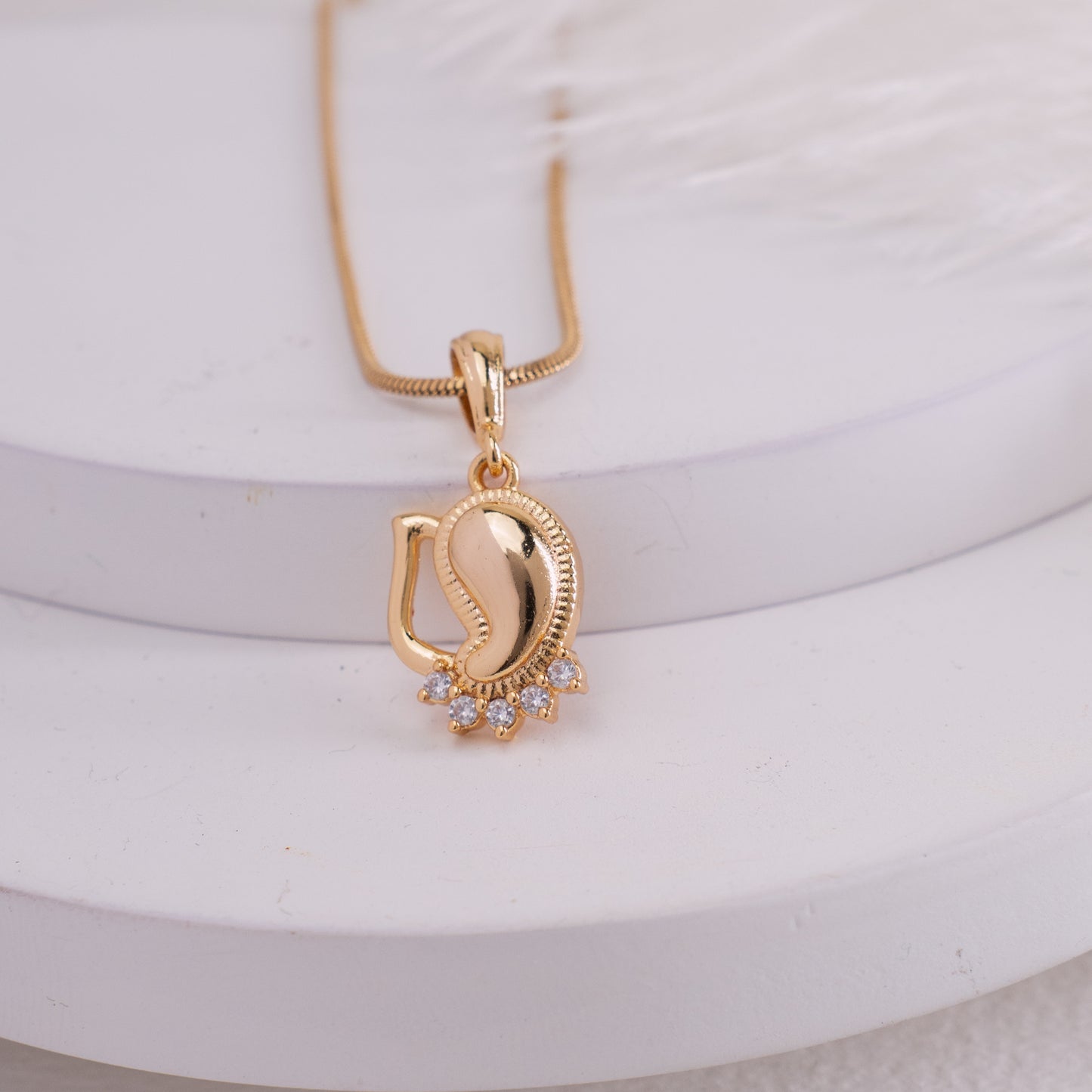 Zivia Vighnaharta Ganesha Diamond Pendant and Chain with Gold Plating