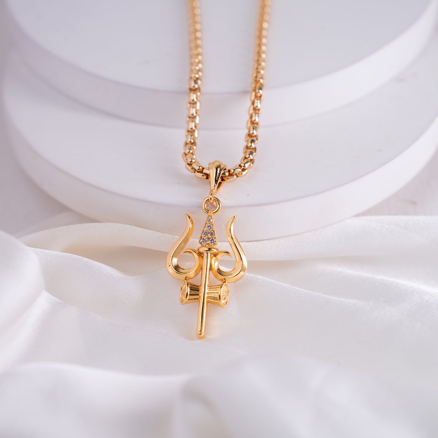 Zivia Shivagni Trishul Rakshak Pendant gold plated with chain
