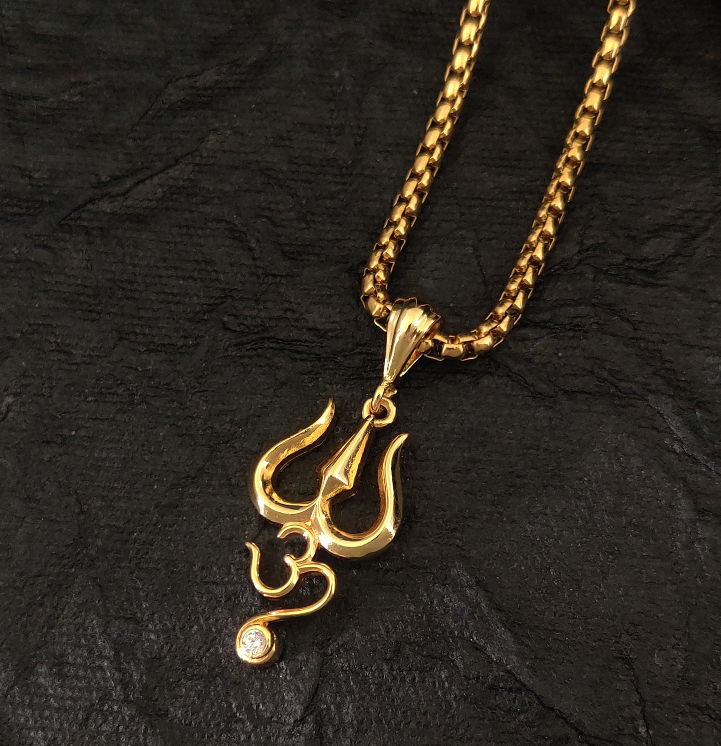 The OG Trishul Aum Gold Plated Pendant and Chain
