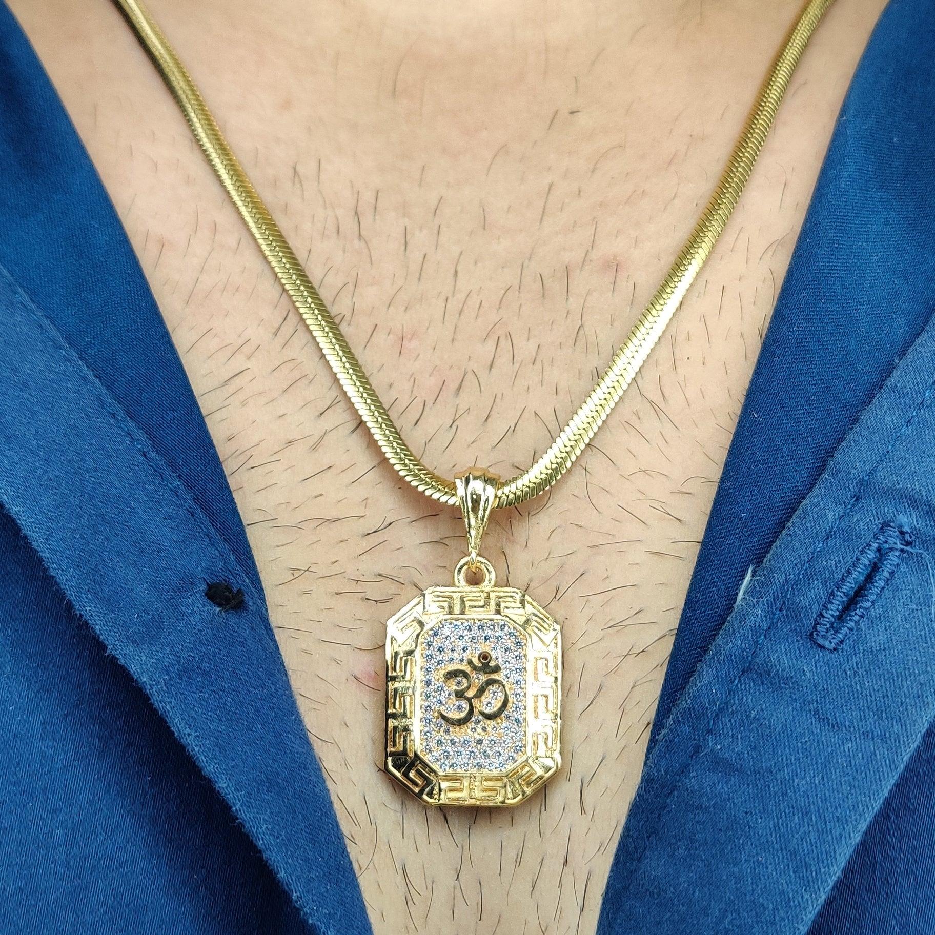 Om CZ Diamond Pendant and chain with 18k Gold Plated