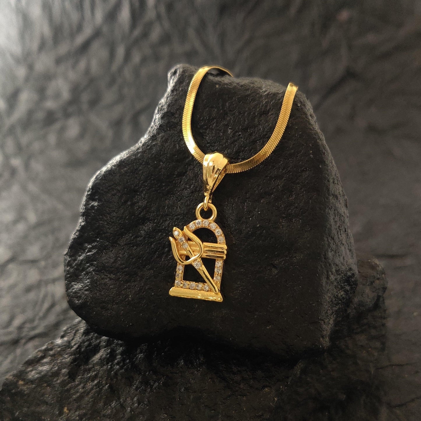 Women Shivling Trishul Gold Pendant