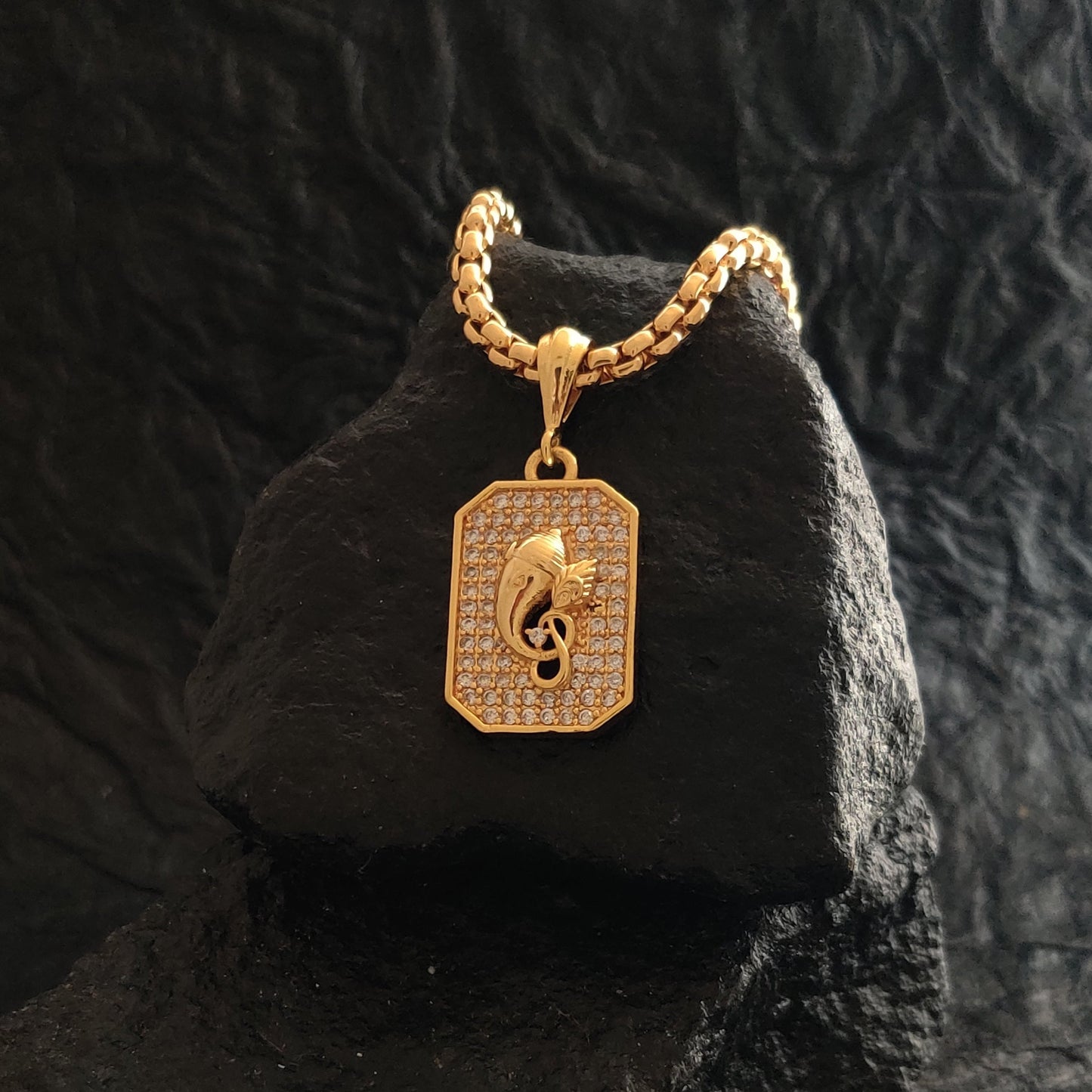 Zivia Gajanana Diamond Pendant and Chain with Gold Plated