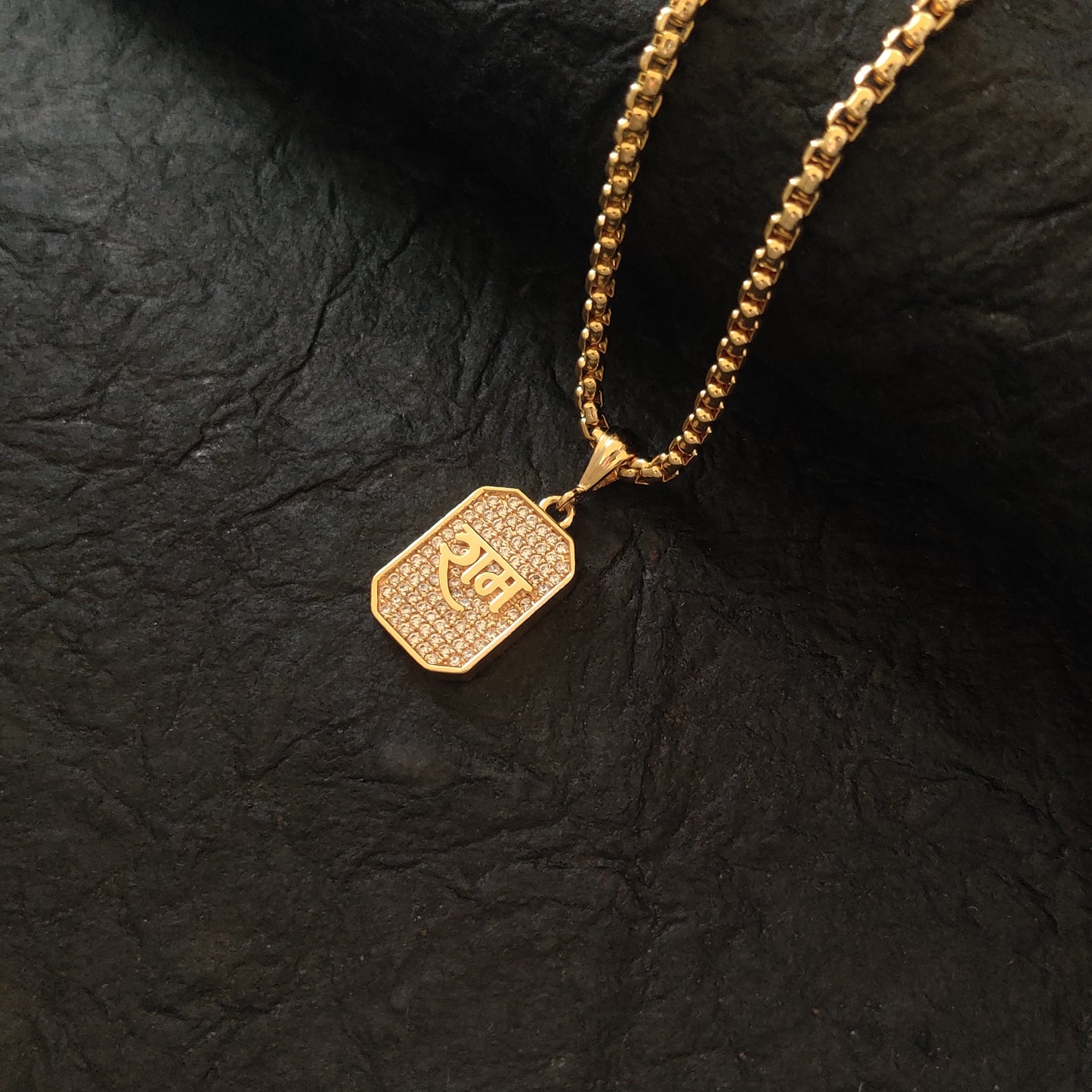Zivia SS Studded Premium Diamonds Shree Ram Pendant with Gold Plated Chain