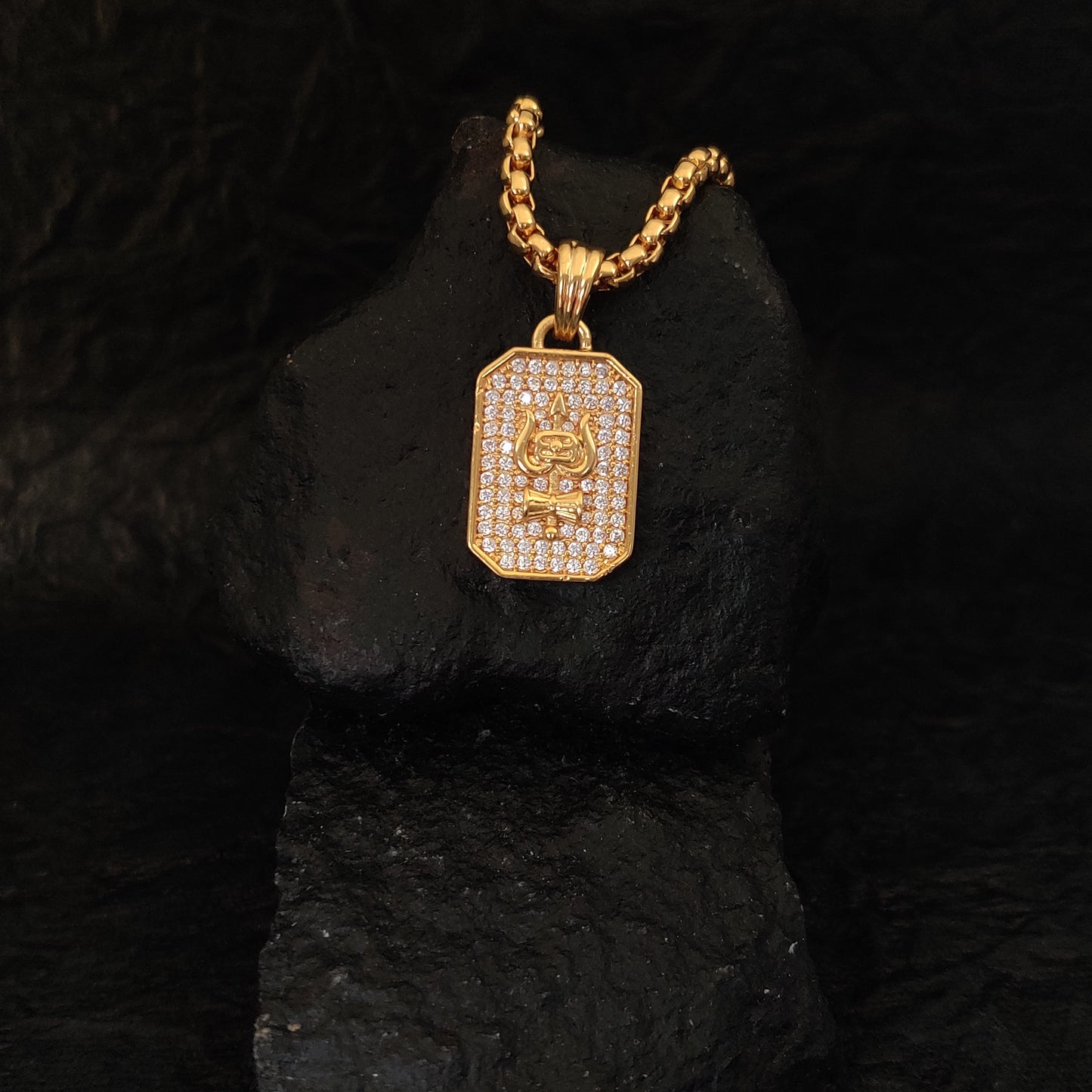 Divine Trishul Gold Plated Pendant with Chain