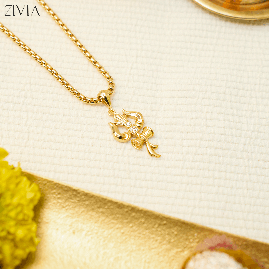 Zivia SS Trishul Om and Damru pendant with chain