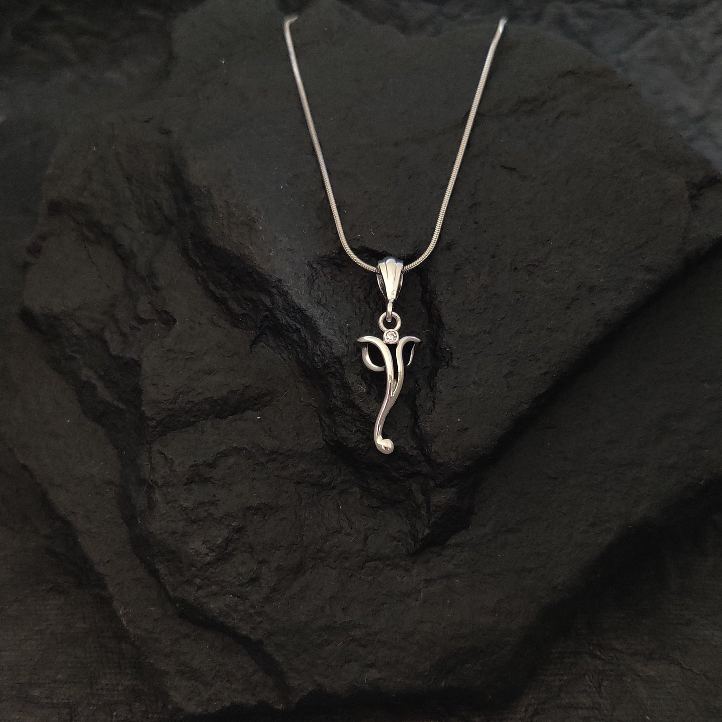 Silver cute Ganesha Pendant with chain for girls.