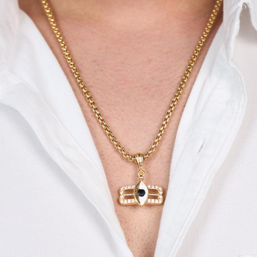 Lord Shiva Third Eye Gold Diamond Pendant with Chain