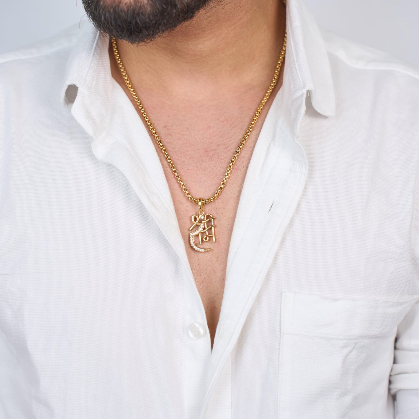 Studded Jay Shree Ram Pendant with Chain