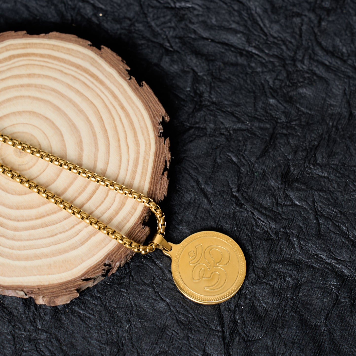 Stainless Steel Om Pendant and Chain with Gold Plated !