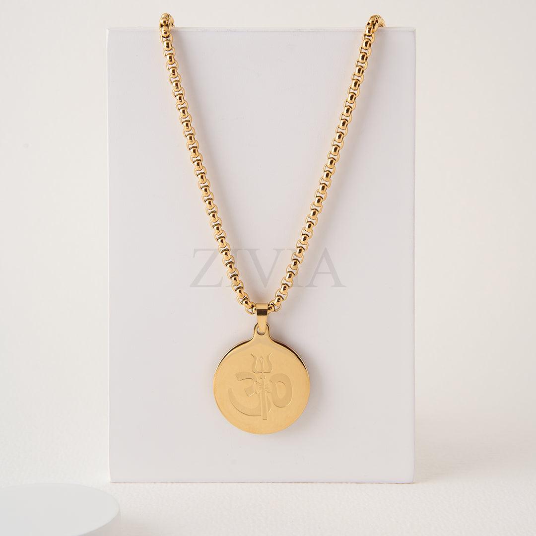 18k Trishul Om Pendant with Chain