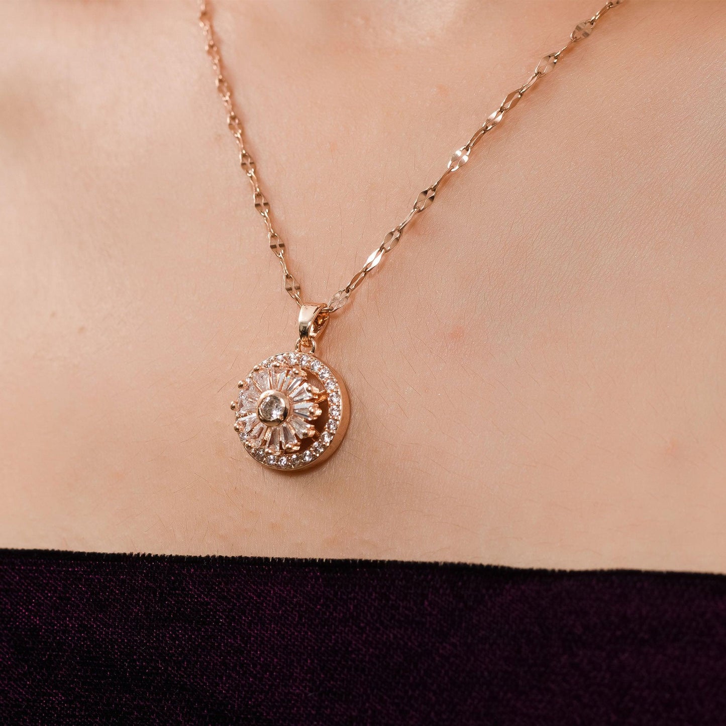 Rose Gold Spinning circle pendant