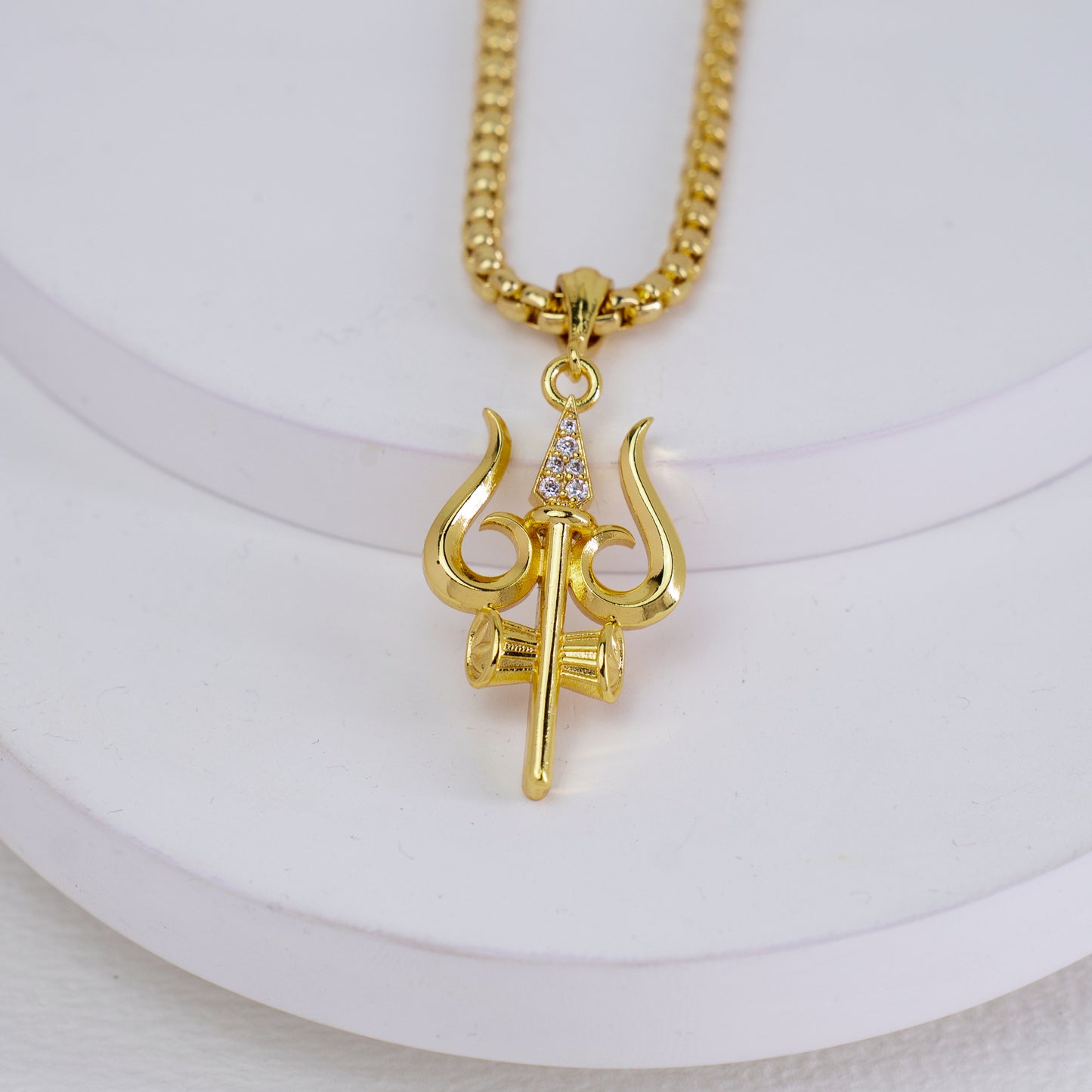 Zivia Shivagni Trishul Rakshak Pendant gold plated with chain