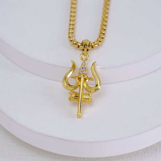 Zivia Shivagni Trishul Rakshak Pendant gold plated with chain