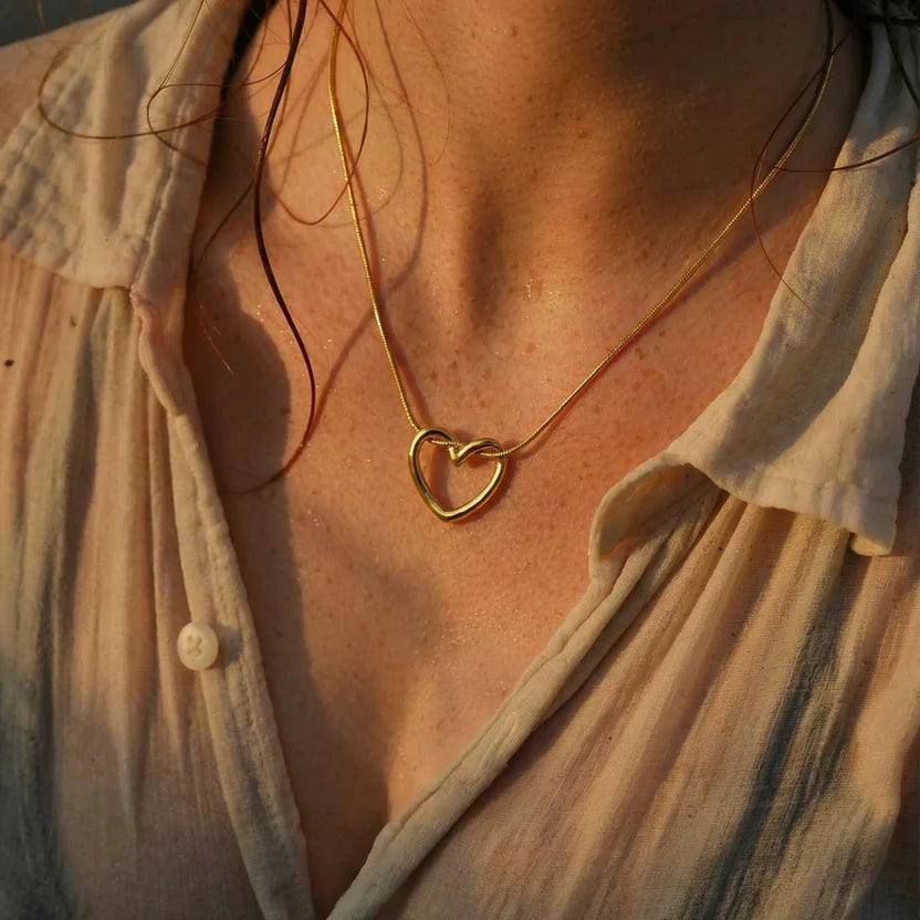 Zivia 18k Gold Plated Promise Heart Pendant with Italian Chain