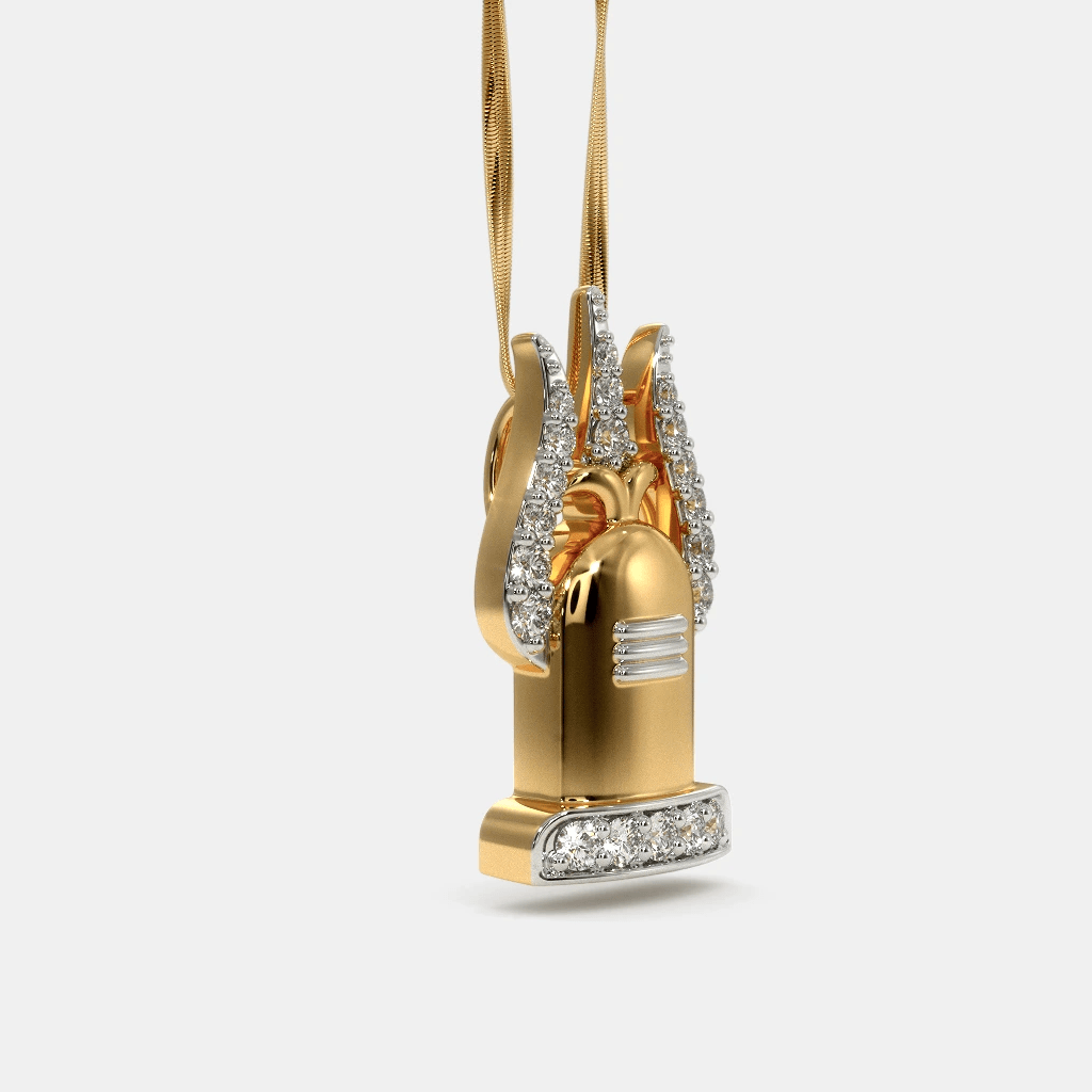 Studded Diamond Trishul Om Pendant and Chain with 18k Dual Plating