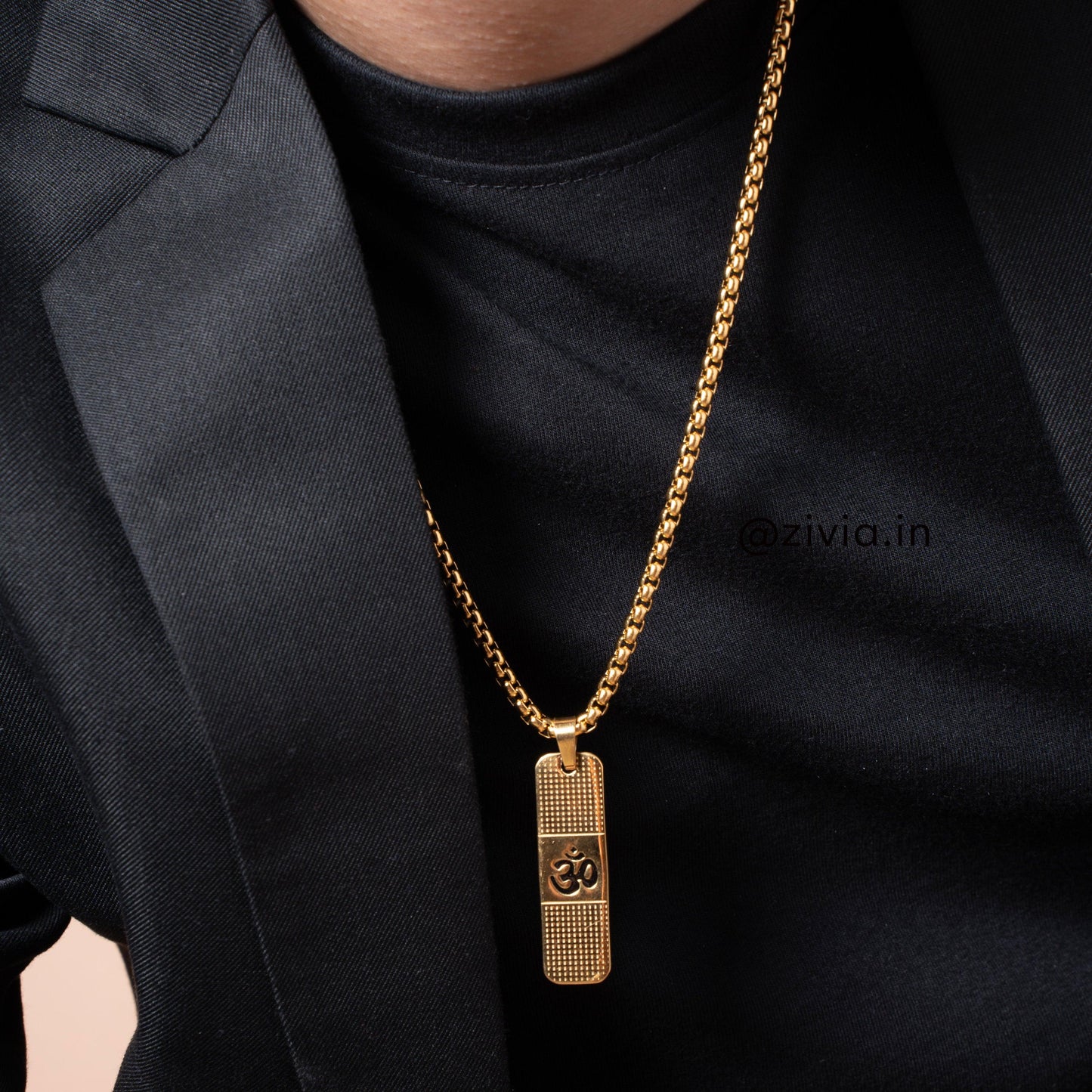 OM Dotted Design Pendant with Chain 24kt Gold Plated(24 Inch)
