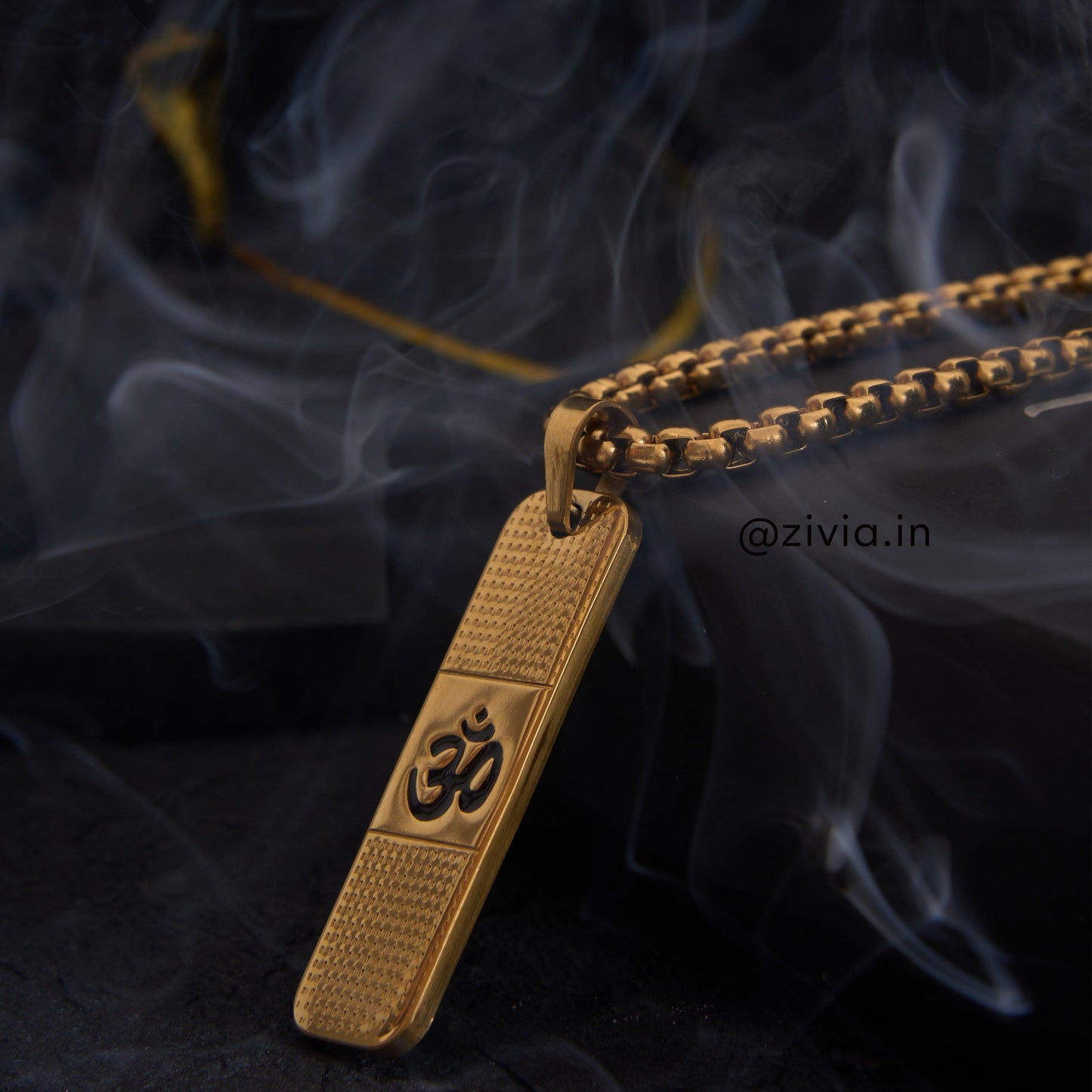 OM Dotted Design Pendant with Chain 24kt Gold Plated(24 Inch)