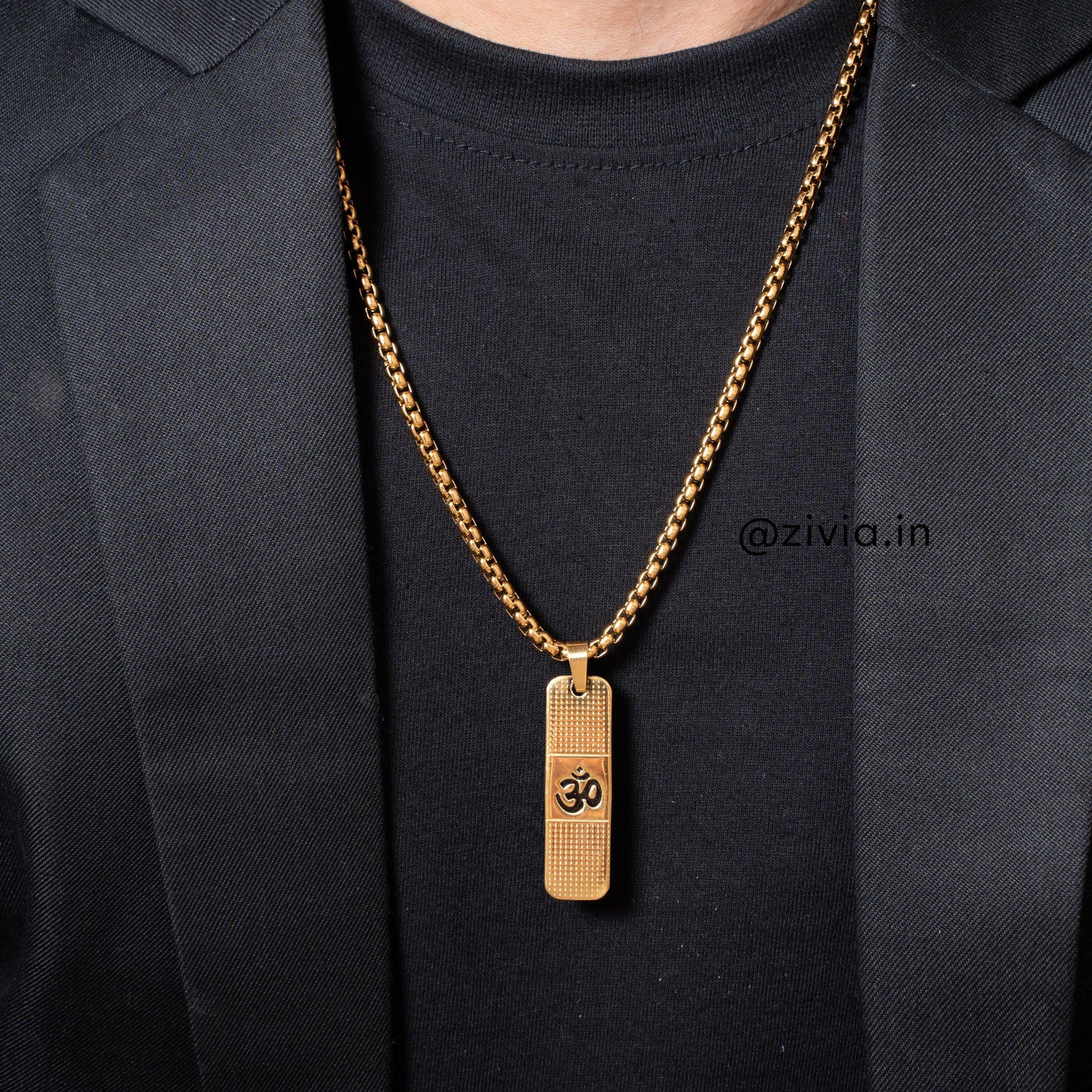 OM Dotted Design Pendant with Chain 24kt Gold Plated(24 Inch)