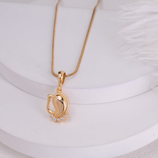 Zivia Vighnaharta Ganesha Diamond Pendant and Chain with Gold Plating