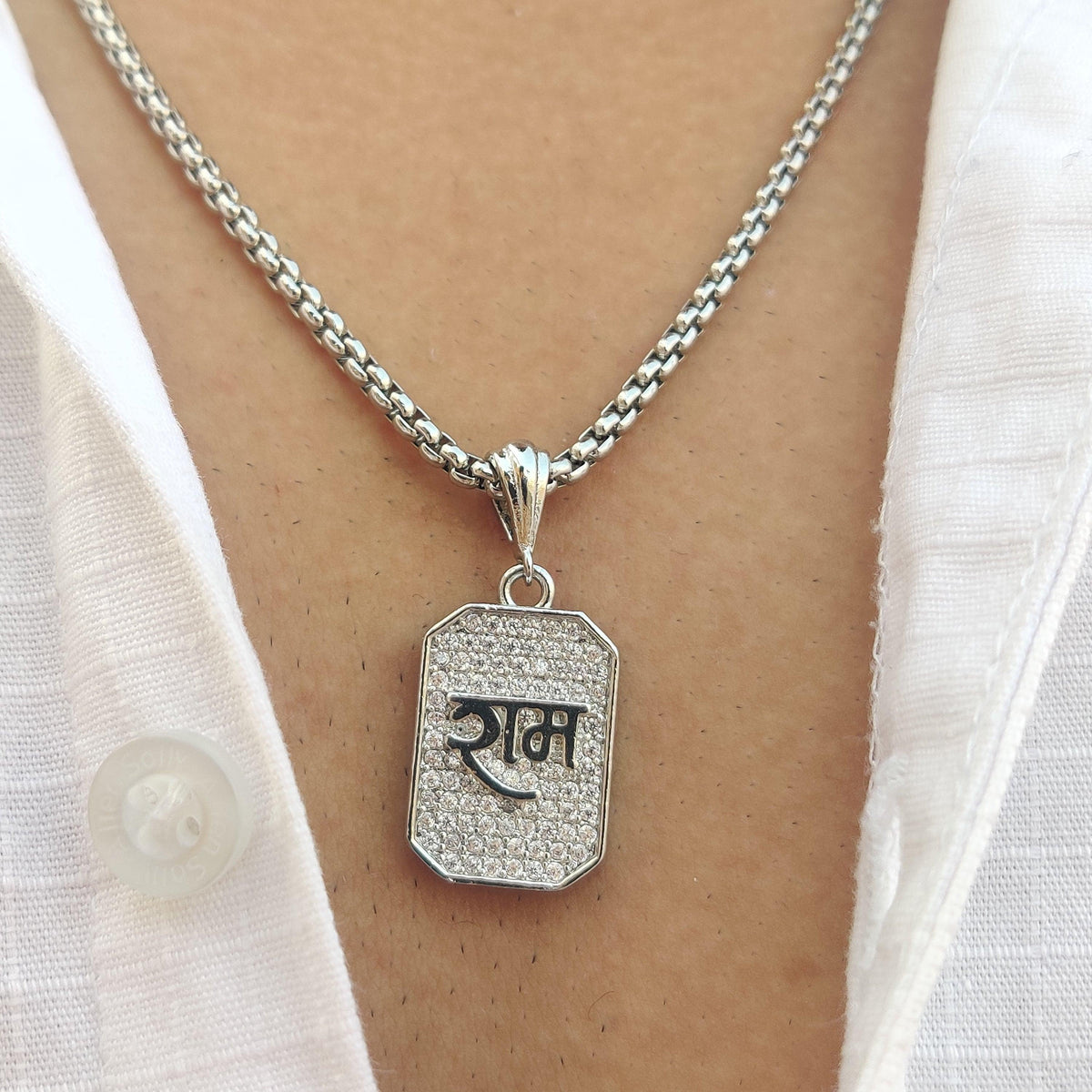 Sri Rama Hand Chain Silver Plated CZ Shree Ram Pendant with Chain – Zivia