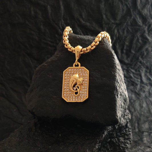 Zivia Gajanana Diamond Pendant and Chain with Gold Plated