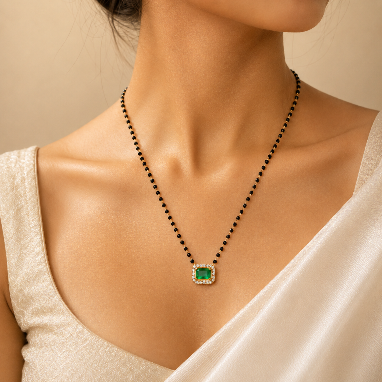 Zivia  Emerald Grace Mangalsutra 18k Gold Plated