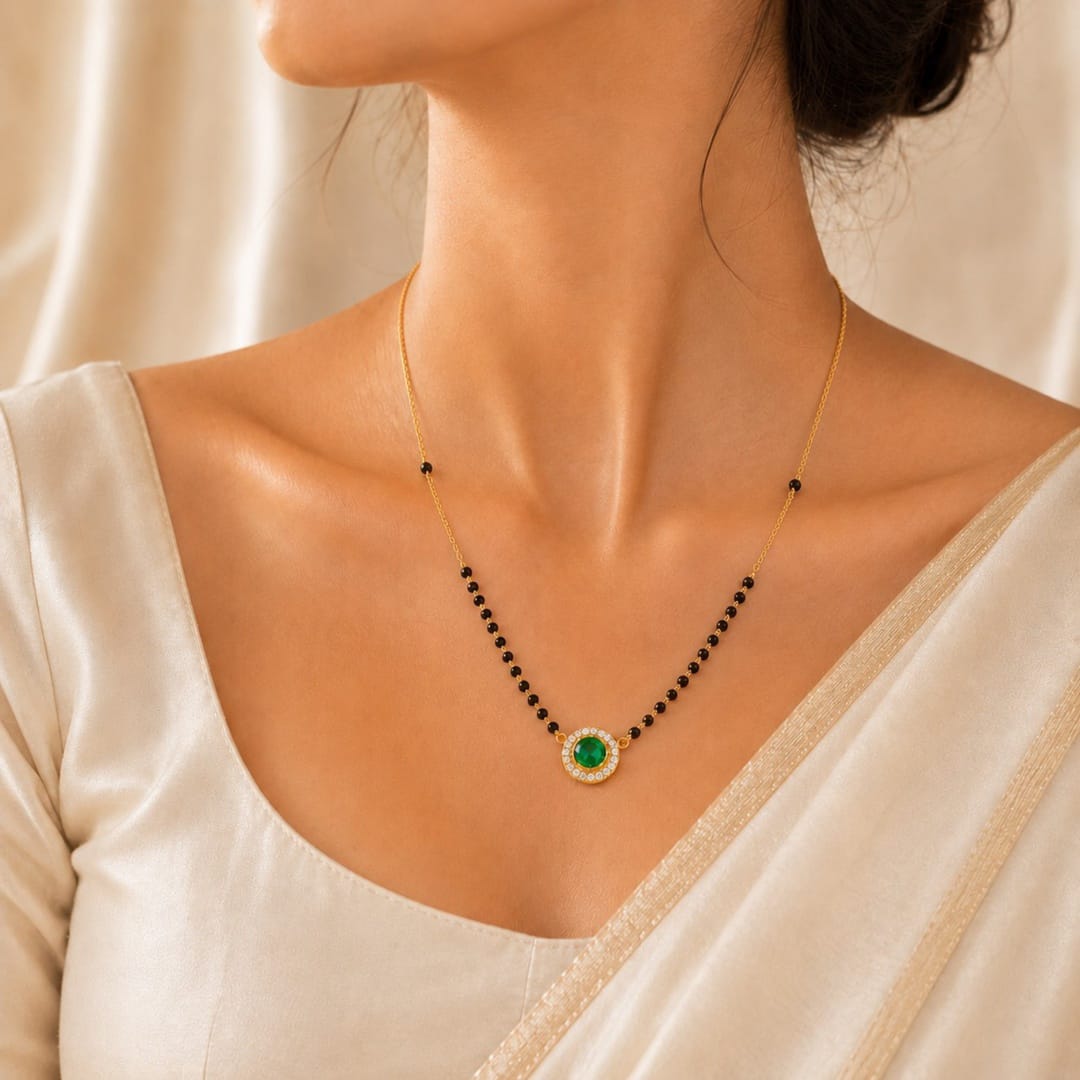 Zivia  Emerald Aura Mangalsutra 18k Gold Plated