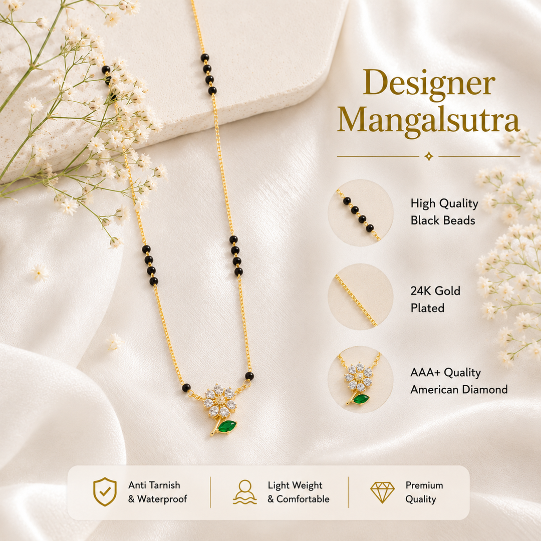 Zivia  Emerald Bloom Mangalsutra 18k Gold Plated