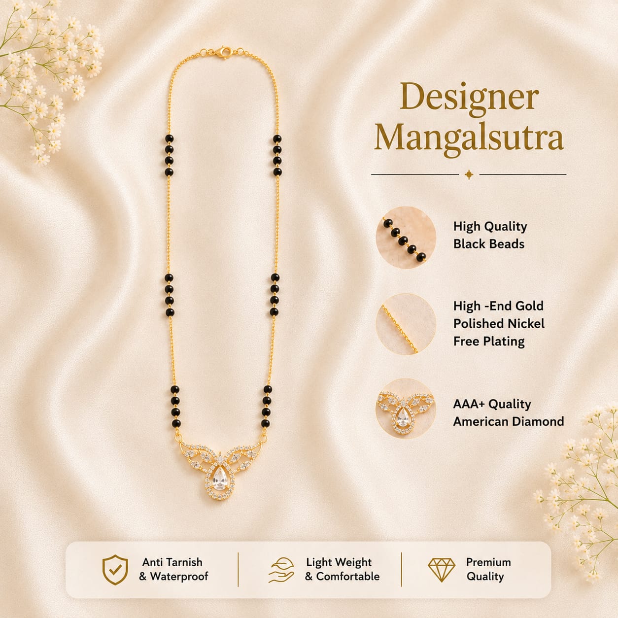 Zivia Eternal Heart Mangalsutra 18k Gold Plated