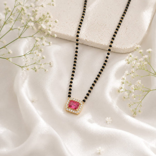 Zivia Ruby Noir Mangalsutra 18k Gold Plated