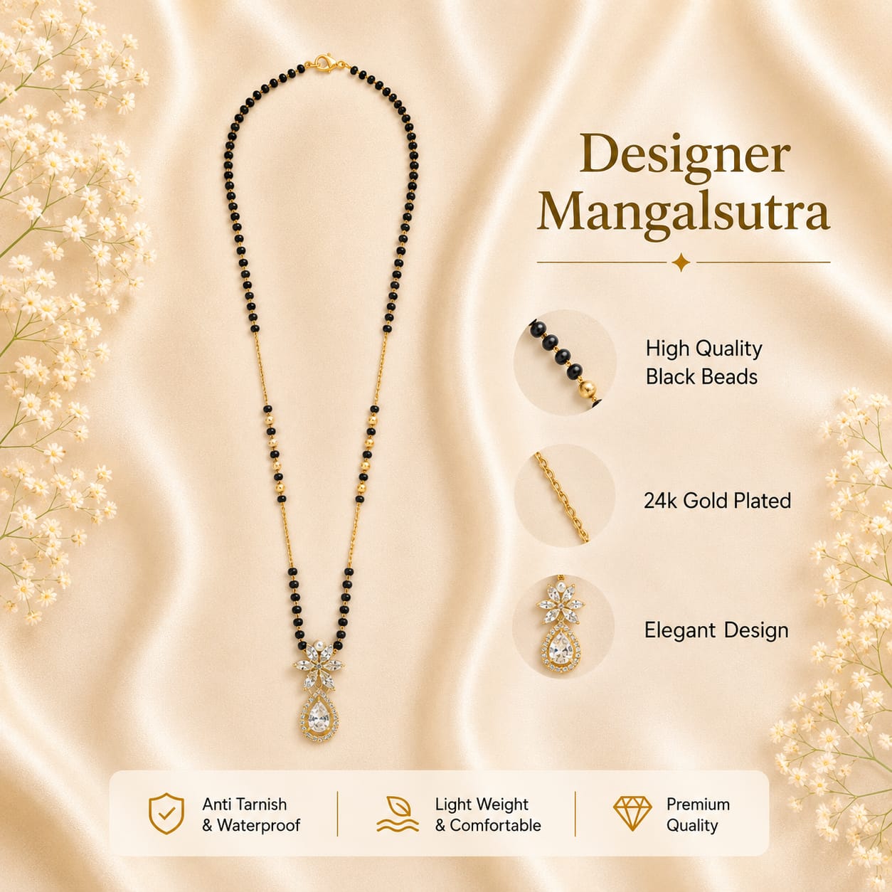 Zivia Noor Drop Mangalsutra 18k Gold Plated