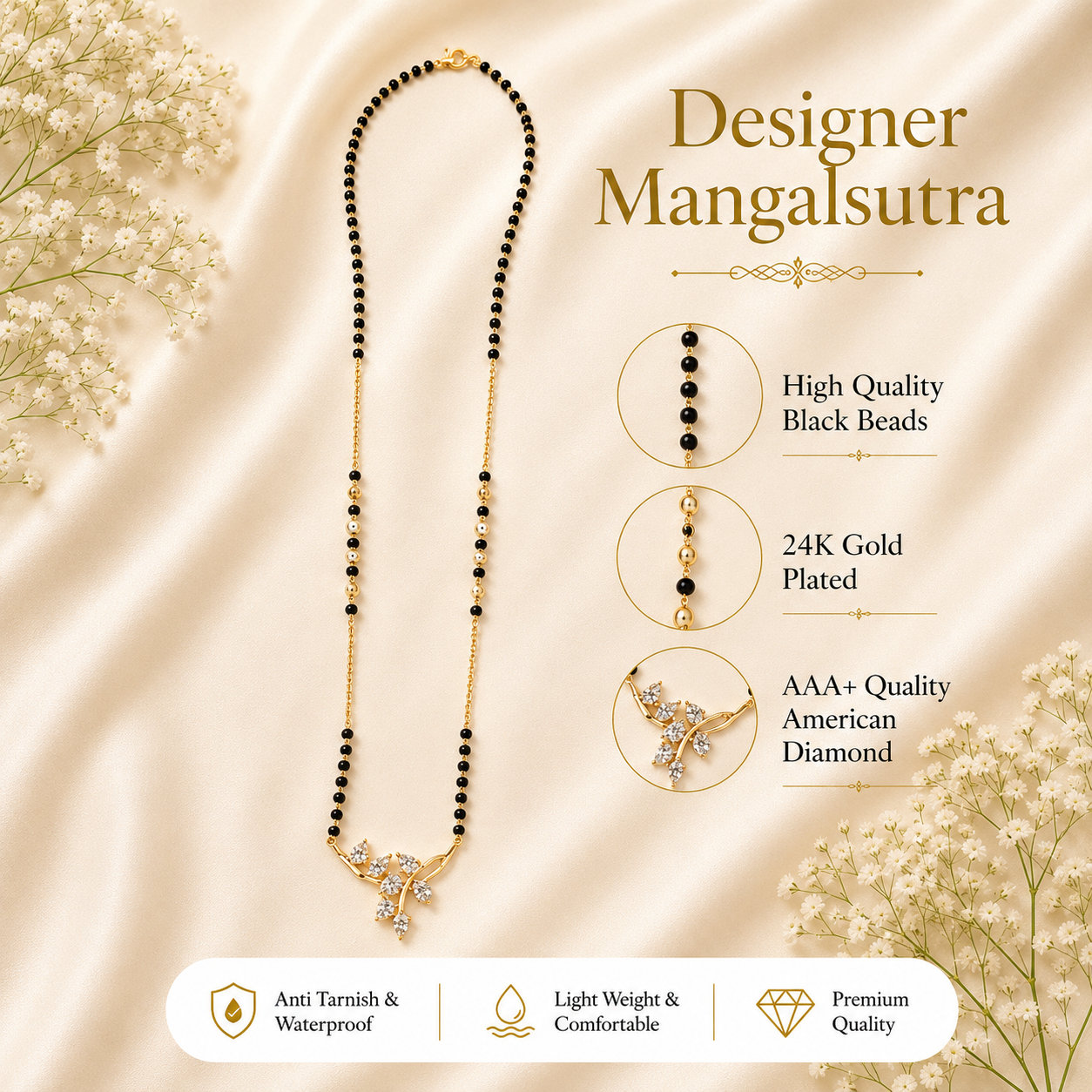 Zivia  Celestial  Vine Mangalsutra 18k Gold Plated