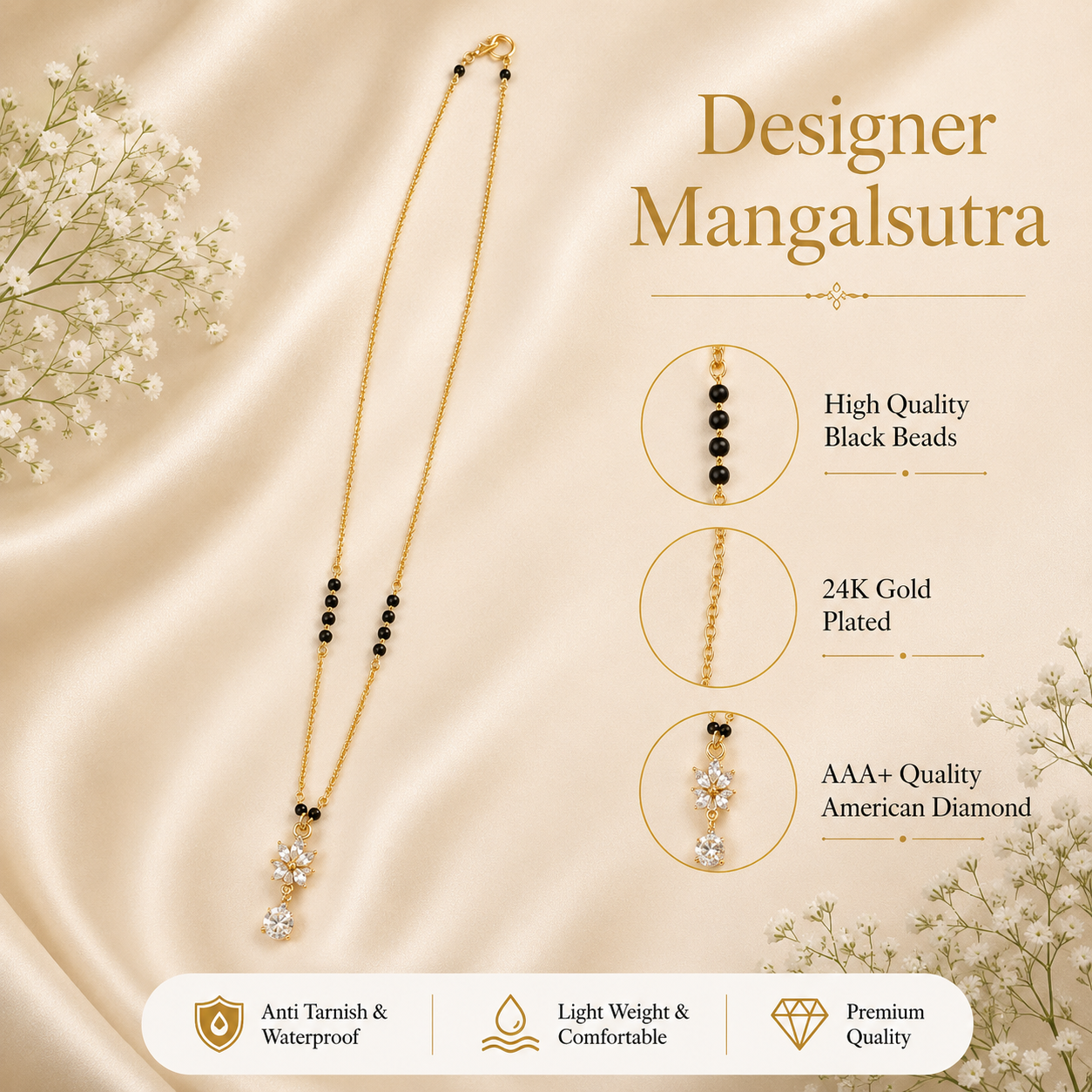 Zivia  Celeste Bloom Mangalsutra 18k Gold Plated