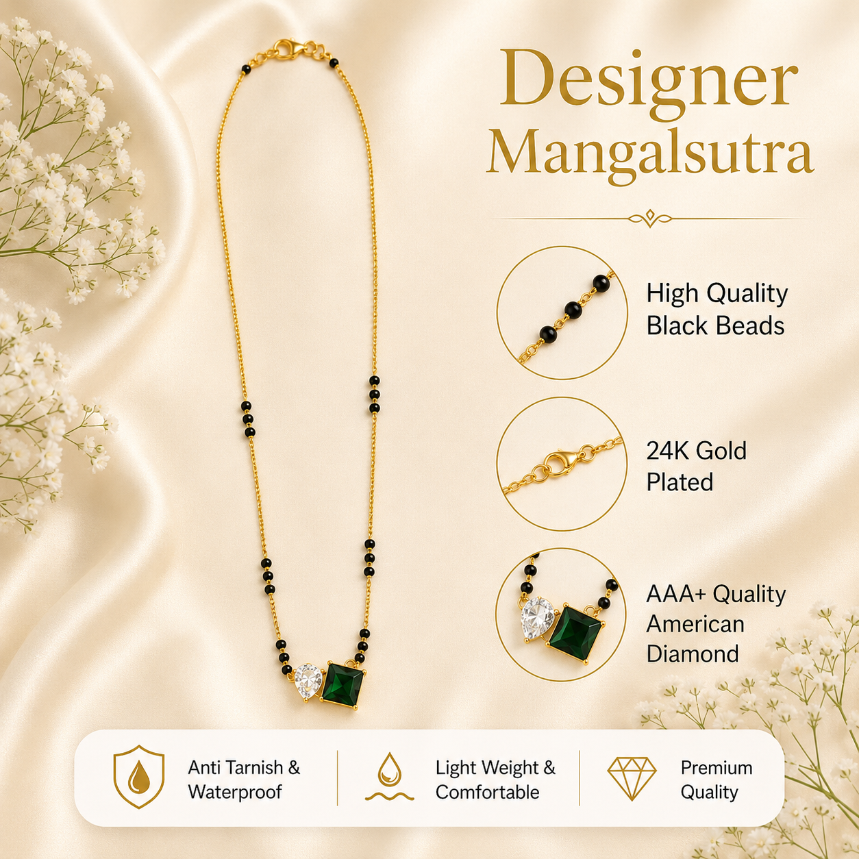 Zivia  Emera Luxe Mangalsutra 18k Gold Plated