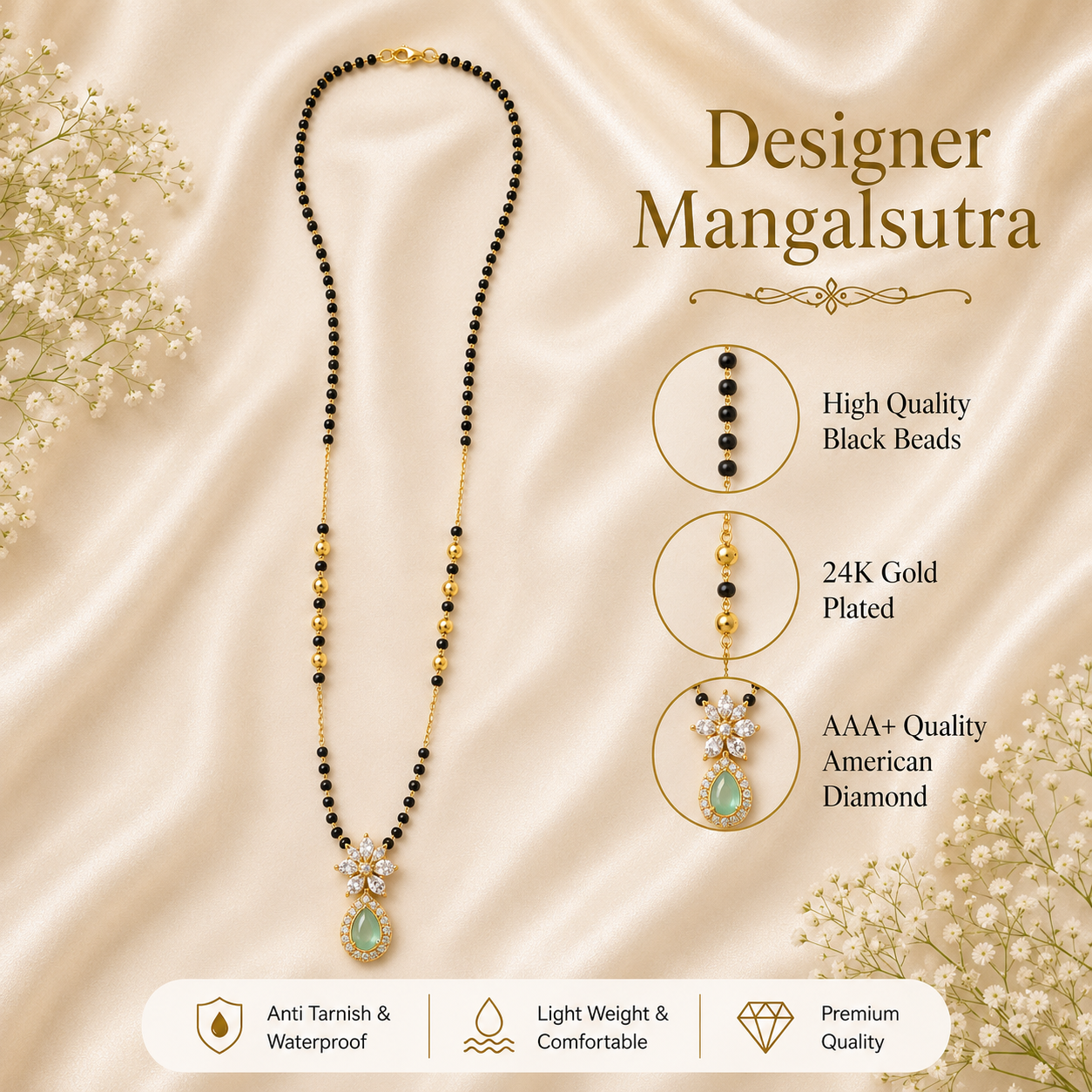 Zivia Azure Blossom Mangalsutra 18k Gold Plated