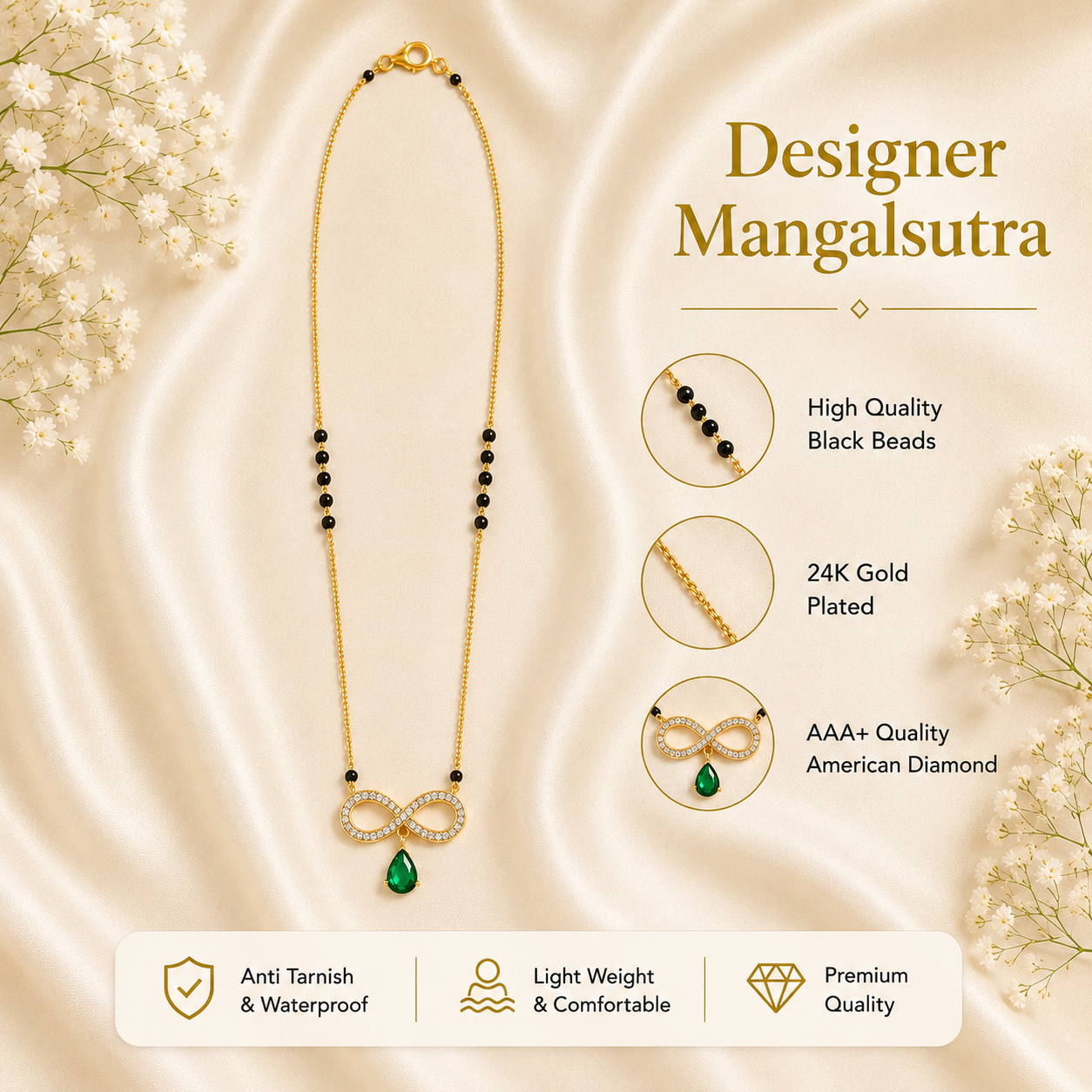Zivia Infinity Elegance Mangalsutra 18k Gold Plated
