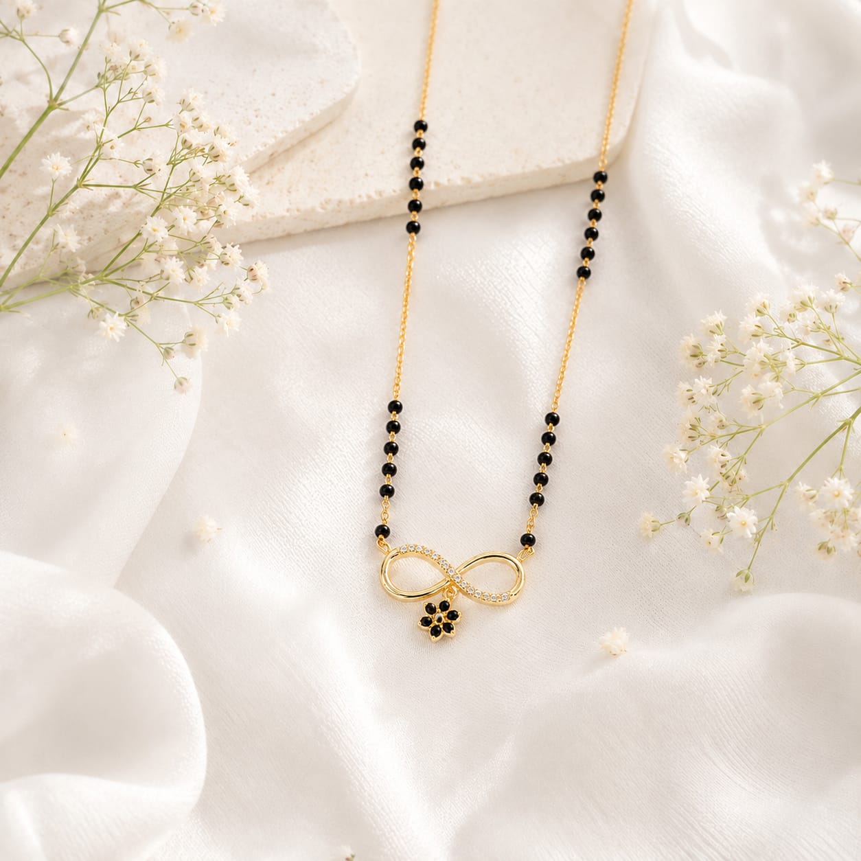 Zivia Infinity Blossom Mangalsutra 18k Gold Plated