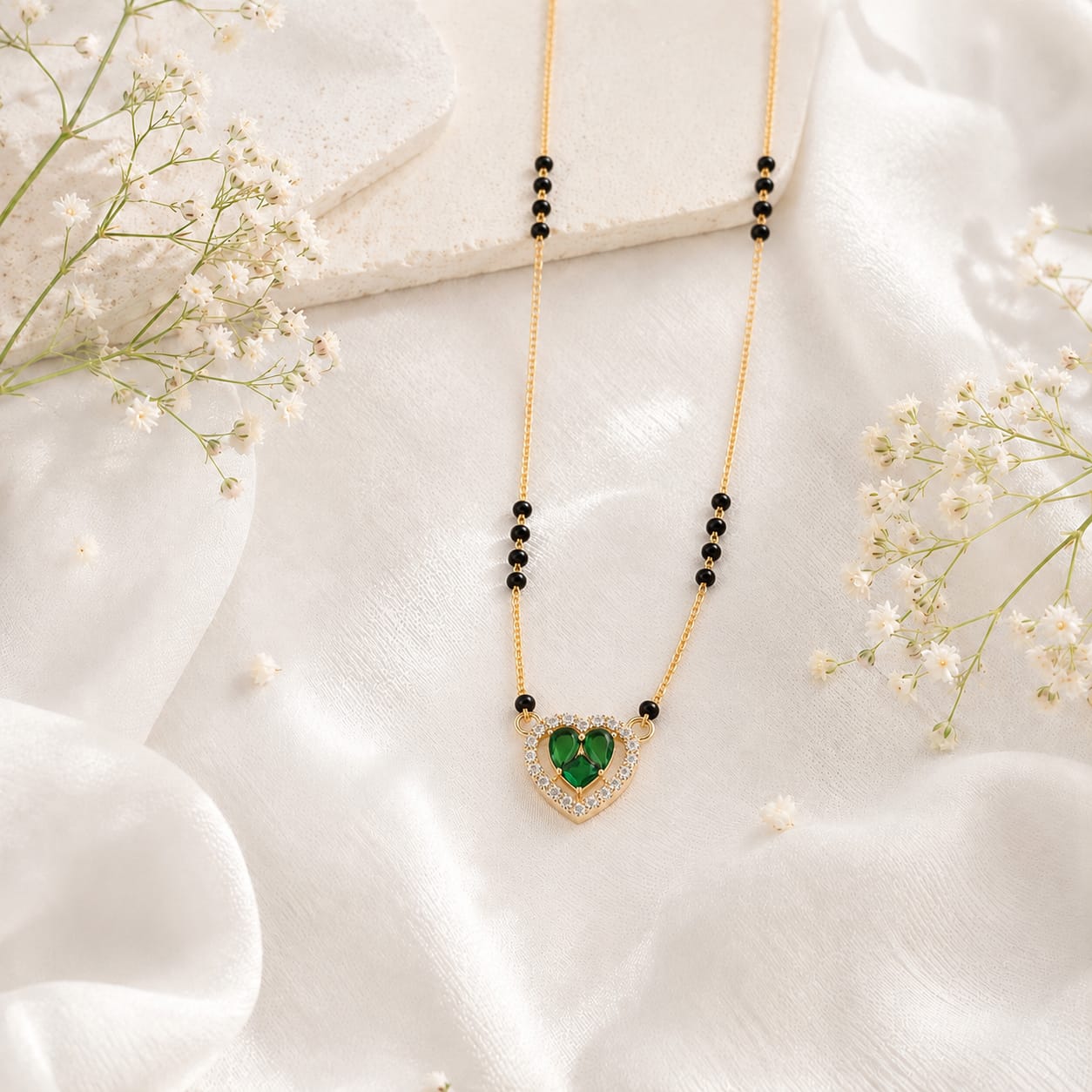 Zivia  Emerald Heart Royale Mangalsutra 18k Gold Plated