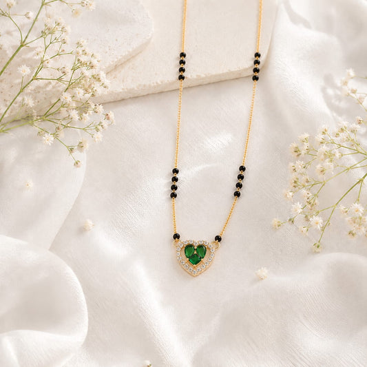 Zivia  Emerald Heart Royale Mangalsutra 18k Gold Plated