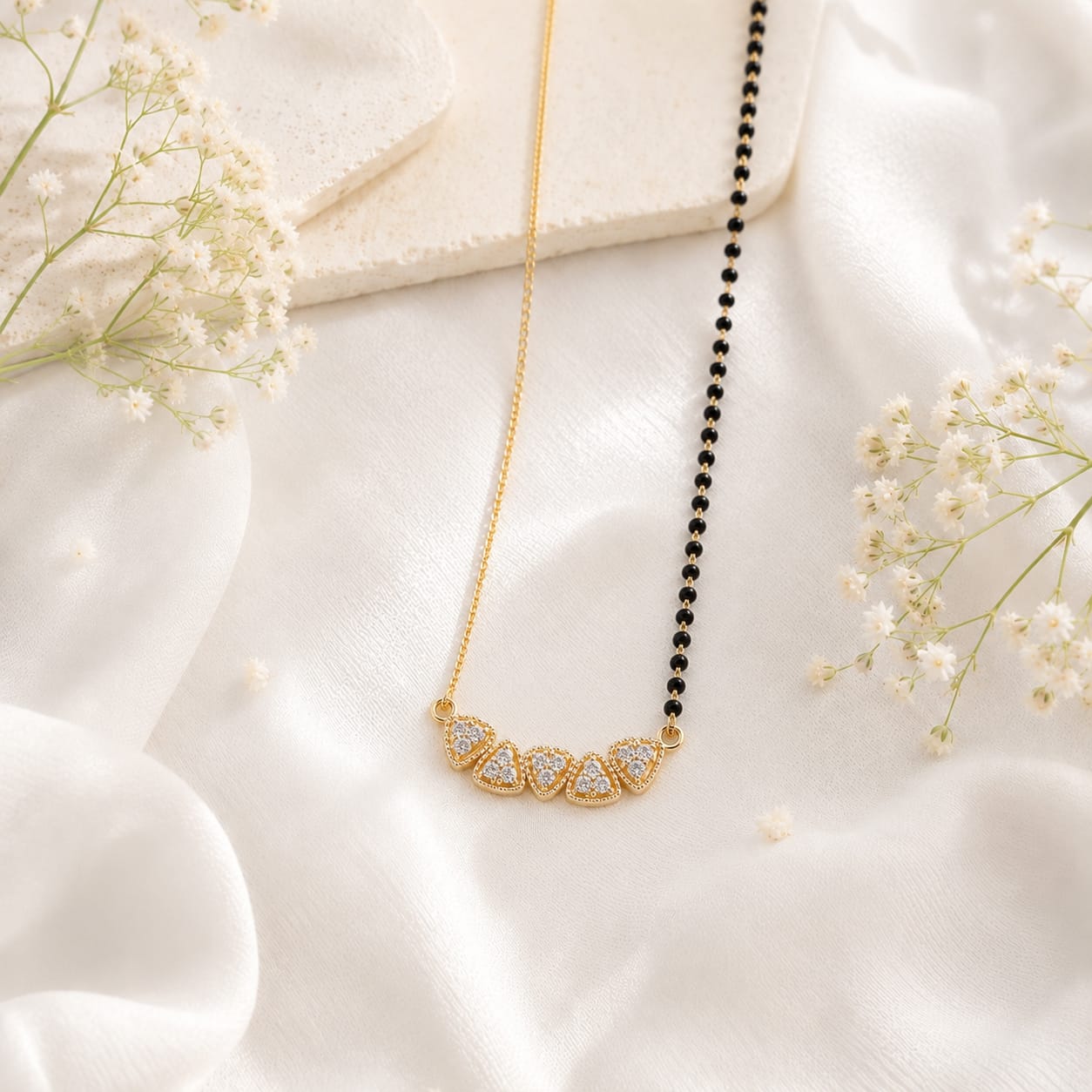 Zivia Triangle Charm Mangalsutra 18k Gold Plated