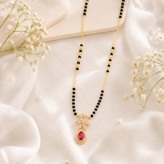 Zivia Ruby Blossom Mangalsutra 18k Gold Plated