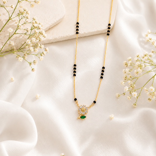 Zivia  Emerald Bloom Mangalsutra 18k Gold Plated