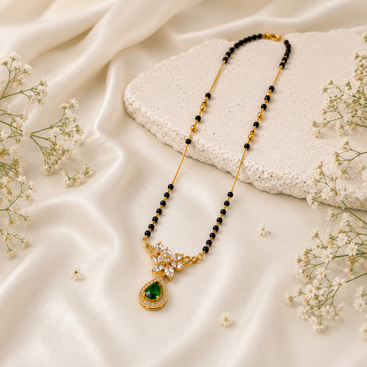 Zivia  Emerald Radiance Mangalsutra 18k Gold Plated