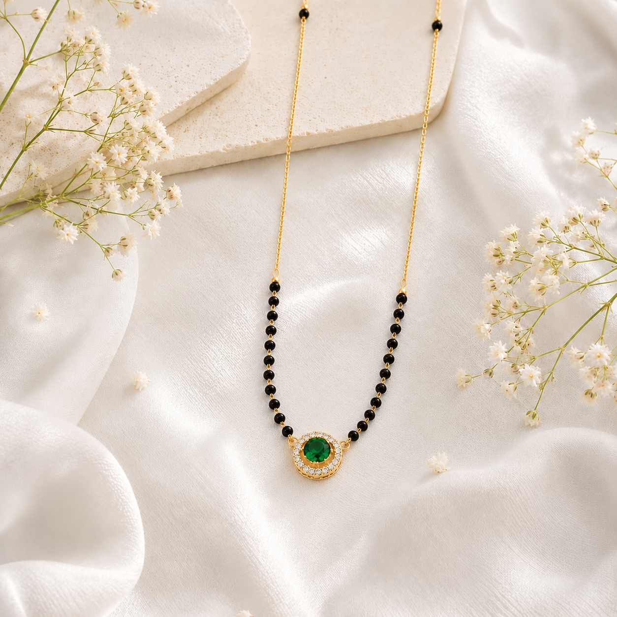 Zivia  Emerald Aura Mangalsutra 18k Gold Plated