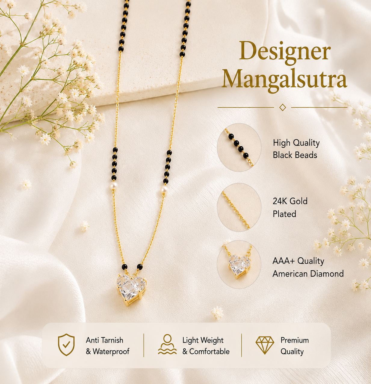 Zivia  Eternal Heart Mangalsutra 18k Gold Plated